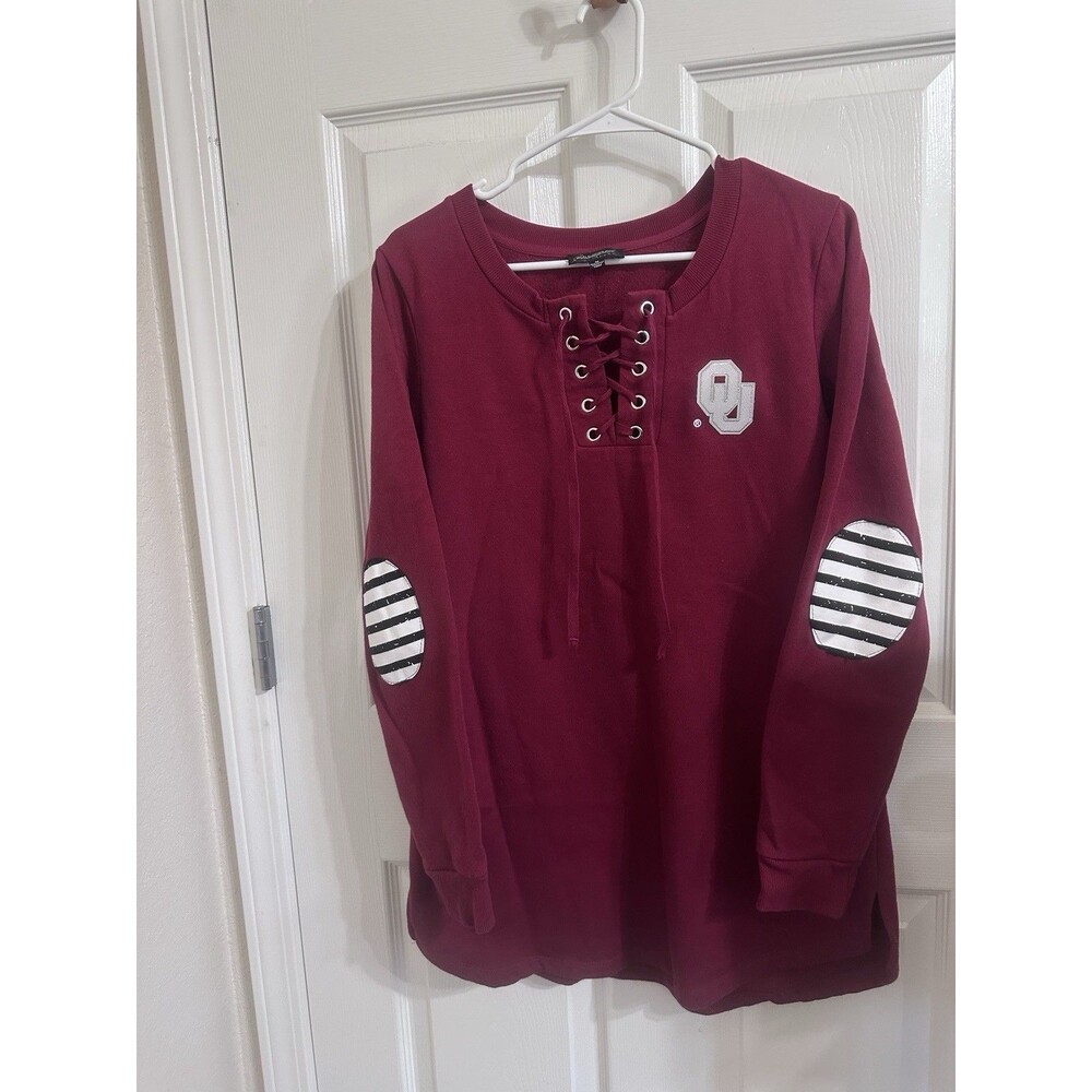 University Of OK, Lace Up Sweatshirt Tunic Size M Campus Couture, Trendy